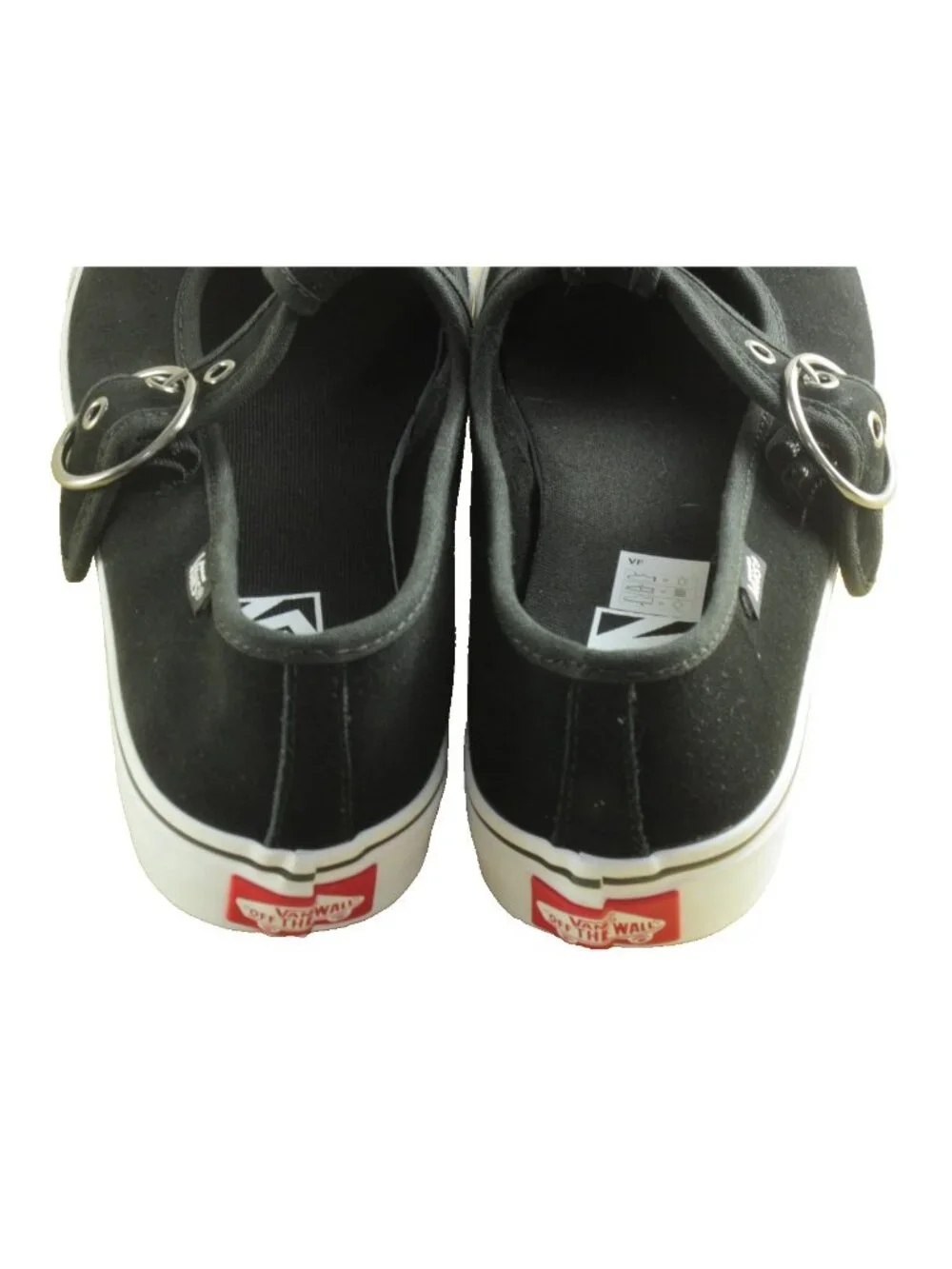Vans Women's Lainey Mary Jane Suede Black White adjustable Sneakers Size 7.5